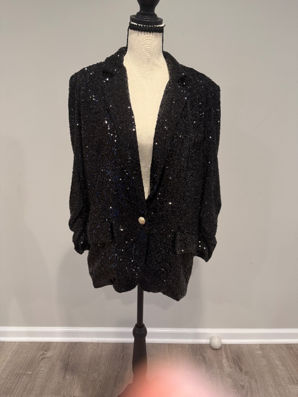 NWT Generation Love Avery Sequin Blazer Black Size S